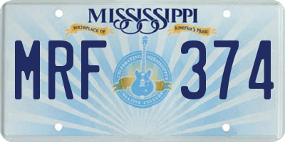 MS license plate MRF374