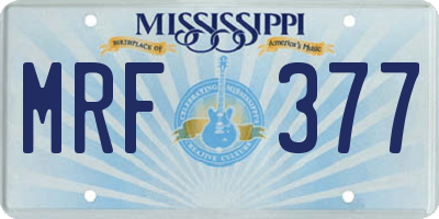 MS license plate MRF377