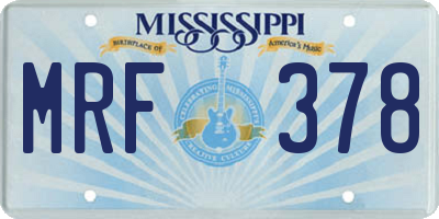 MS license plate MRF378