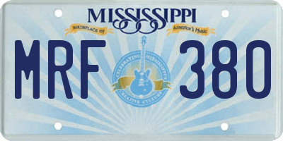 MS license plate MRF380