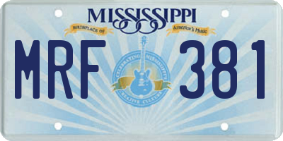 MS license plate MRF381