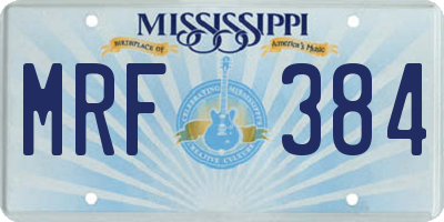 MS license plate MRF384