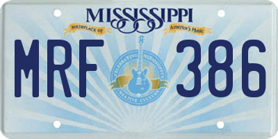 MS license plate MRF386