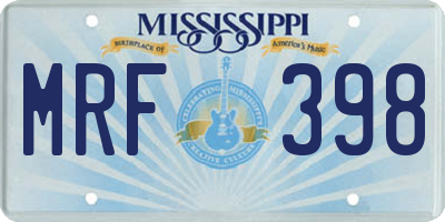 MS license plate MRF398