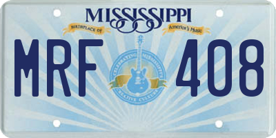 MS license plate MRF408