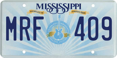 MS license plate MRF409