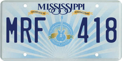 MS license plate MRF418