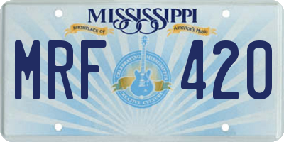 MS license plate MRF420
