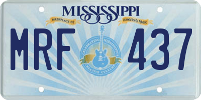 MS license plate MRF437