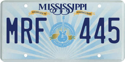 MS license plate MRF445