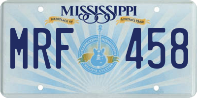 MS license plate MRF458