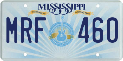 MS license plate MRF460