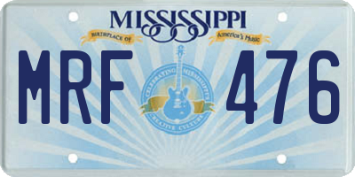 MS license plate MRF476