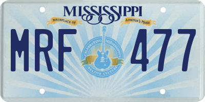 MS license plate MRF477