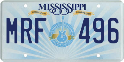MS license plate MRF496
