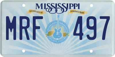 MS license plate MRF497
