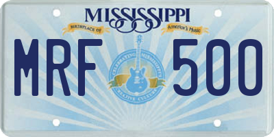 MS license plate MRF500
