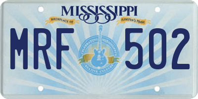 MS license plate MRF502