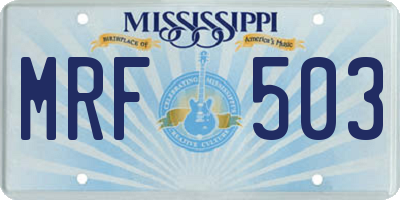 MS license plate MRF503