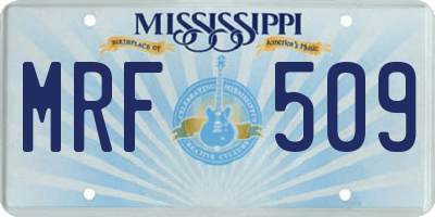 MS license plate MRF509