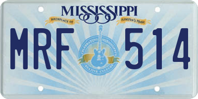 MS license plate MRF514
