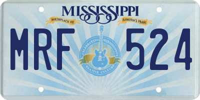 MS license plate MRF524