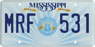 MS license plate MRF531