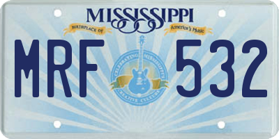 MS license plate MRF532