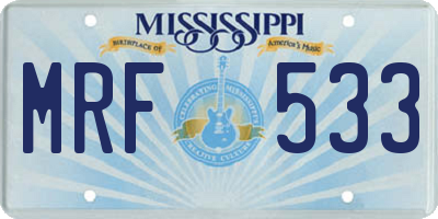 MS license plate MRF533