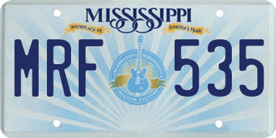 MS license plate MRF535