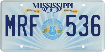 MS license plate MRF536