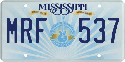 MS license plate MRF537