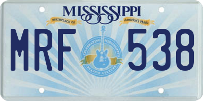 MS license plate MRF538