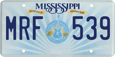 MS license plate MRF539