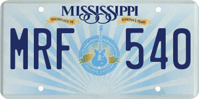 MS license plate MRF540