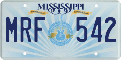 MS license plate MRF542