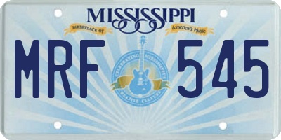 MS license plate MRF545