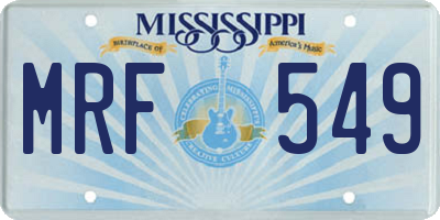 MS license plate MRF549