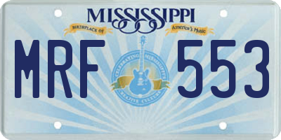 MS license plate MRF553