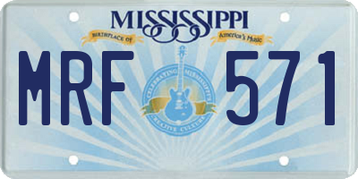 MS license plate MRF571