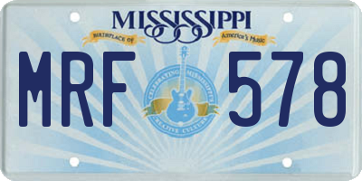 MS license plate MRF578
