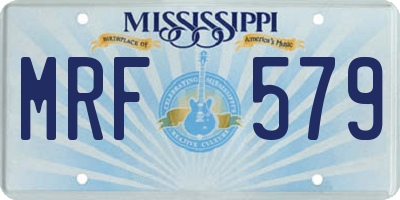 MS license plate MRF579