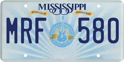 MS license plate MRF580