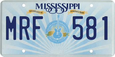 MS license plate MRF581