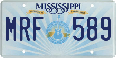 MS license plate MRF589