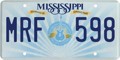 MS license plate MRF598