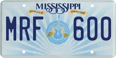MS license plate MRF600