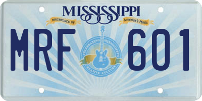 MS license plate MRF601