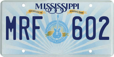 MS license plate MRF602