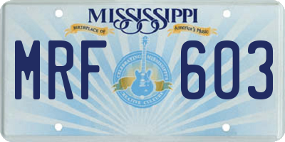 MS license plate MRF603